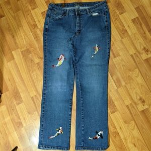 Aura Jeans with Koi embroidery